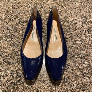 Manolo Blahnik Navy Blue Flats